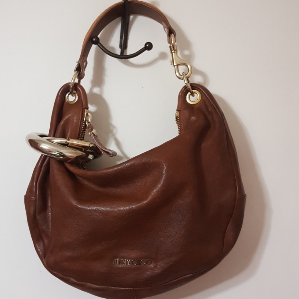 Jimmy Choo Solar Distress Cognac Handbag